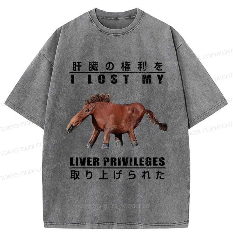 Tokyo-Tiger I Lost My Liver Privileges Washed T-Shirt