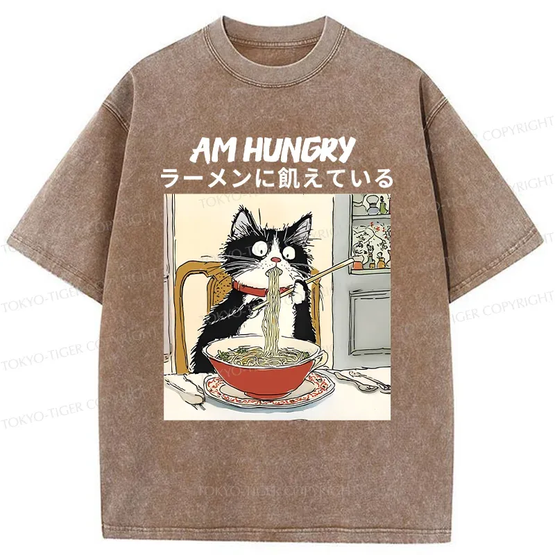 Tokyo-Tiger Hungry Cat Washed T-Shirt