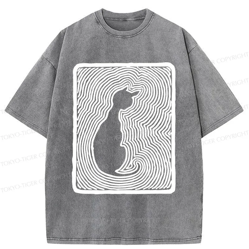 Tokyo-Tiger Woodcut Kitten Washed T-Shirt