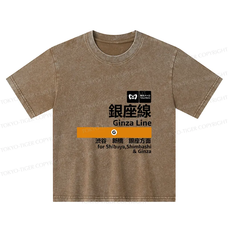 Tokyo-Tiger Ginza Line Japan Kids Washed T-Shirt