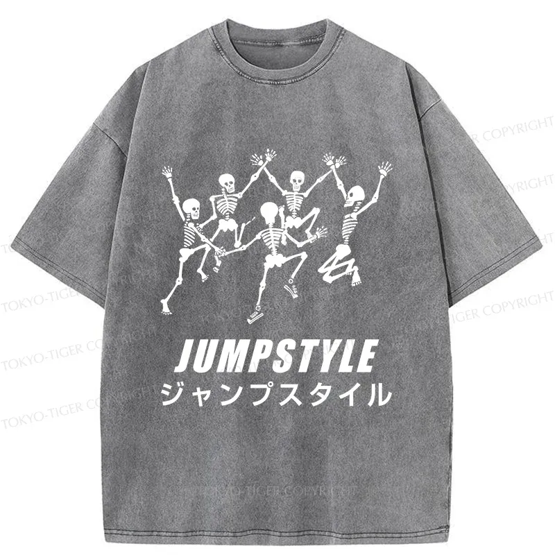 Tokyo-Tiger Skeleton Dancing Washed T-Shirt
