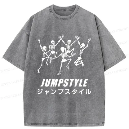 Tokyo-Tiger Skeleton Dancing Washed T-Shirt
