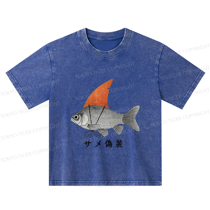 Tokyo-Tiger Fish Disguise Kids Washed T-Shirt