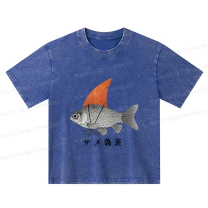 Tokyo-Tiger Fish Disguise Kids Washed T-Shirt