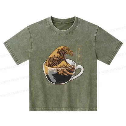 Tokyo-Tiger Coffee Wave Kids Washed T-Shirt