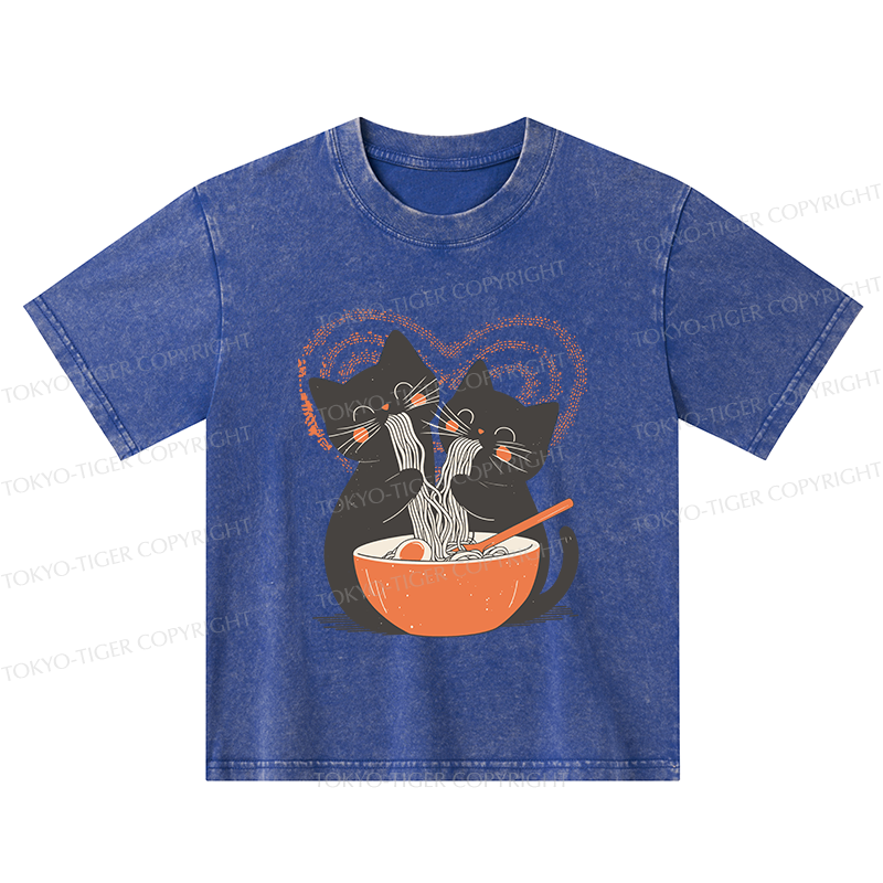 Tokyo-Tiger Let's Eat Ramen Together Kids Washed T-Shirt