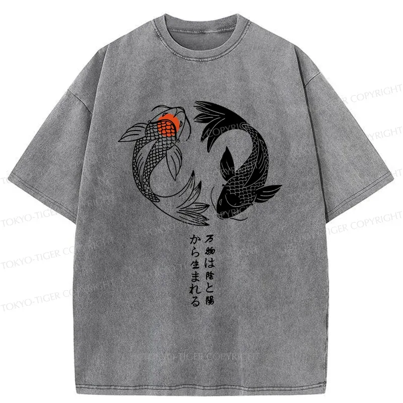 Tokyo-Tiger Japanese Lucky Fish Washed T-Shirt