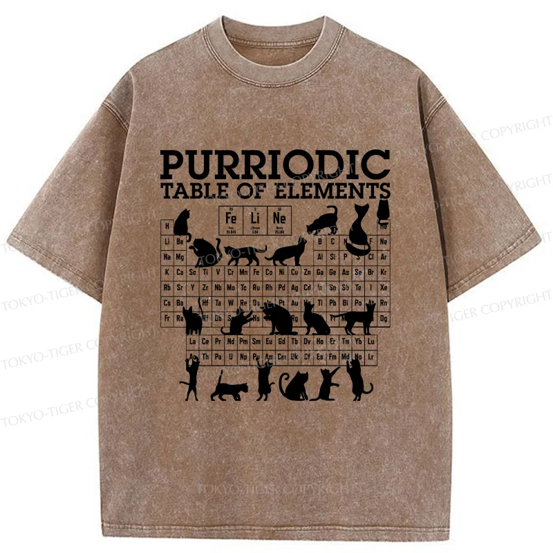 Tokyo-Tiger Cat's Periodic Table Washed T-Shirt