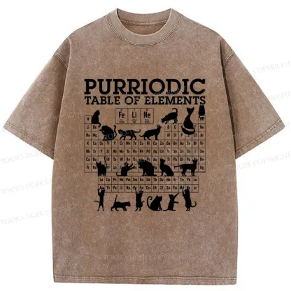 Tokyo-Tiger Cat's Periodic Table Washed T-Shirt