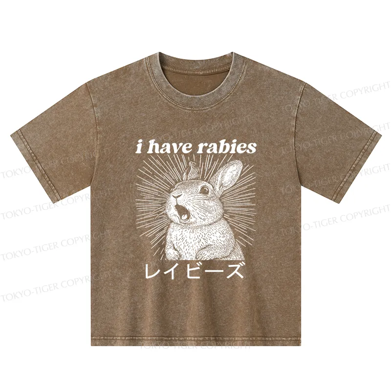 Tokyo-Tiger Funny Rabbit Kids Washed T-Shirt