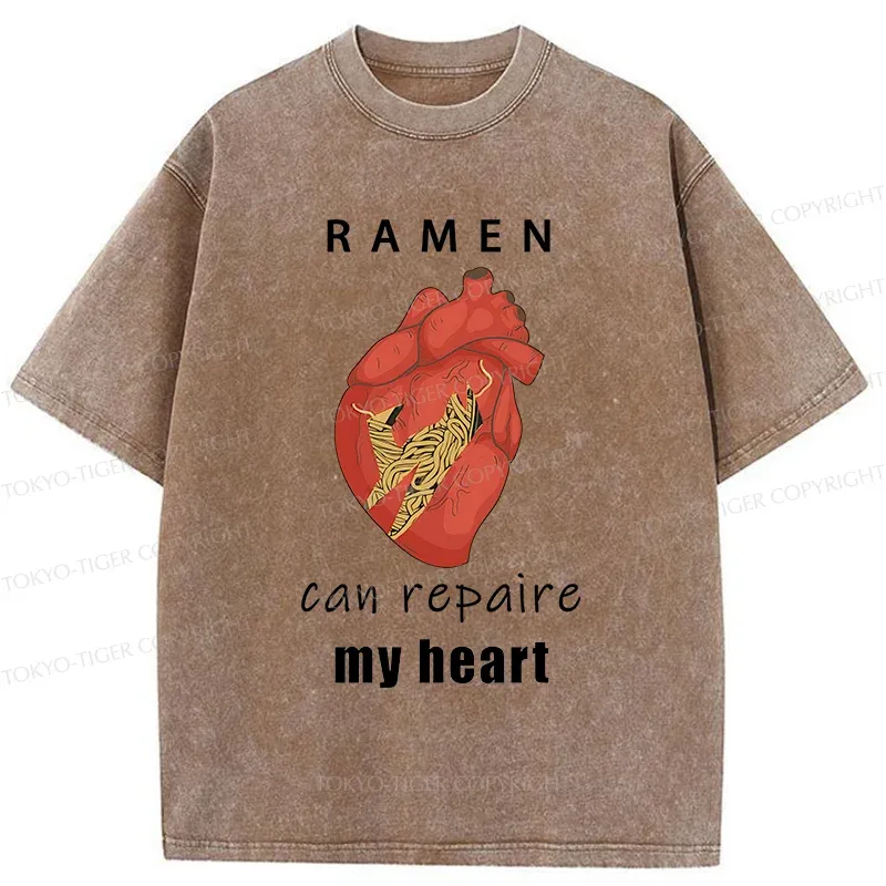 Tokyo-Tiger Ramen Mend My Heart Washed T-Shirt