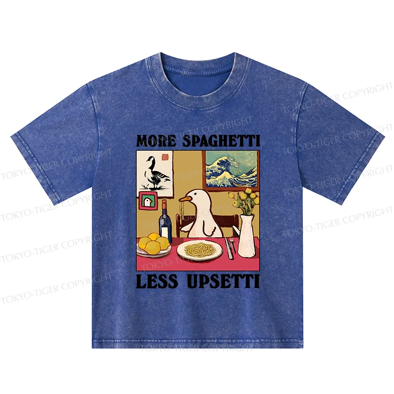 Tokyo-Tiger More Spaghetti Less Upsetti Goose Kids Washed T-Shirt