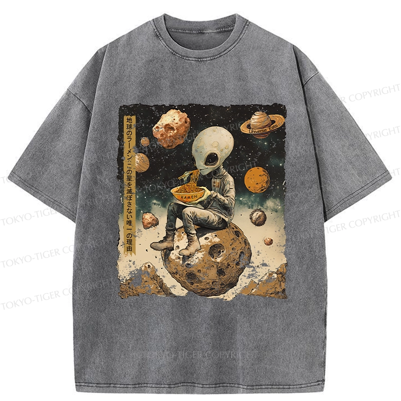 Tokyo-Tiger Ramen Delivery To An Alien Planet Washed T-Shirt