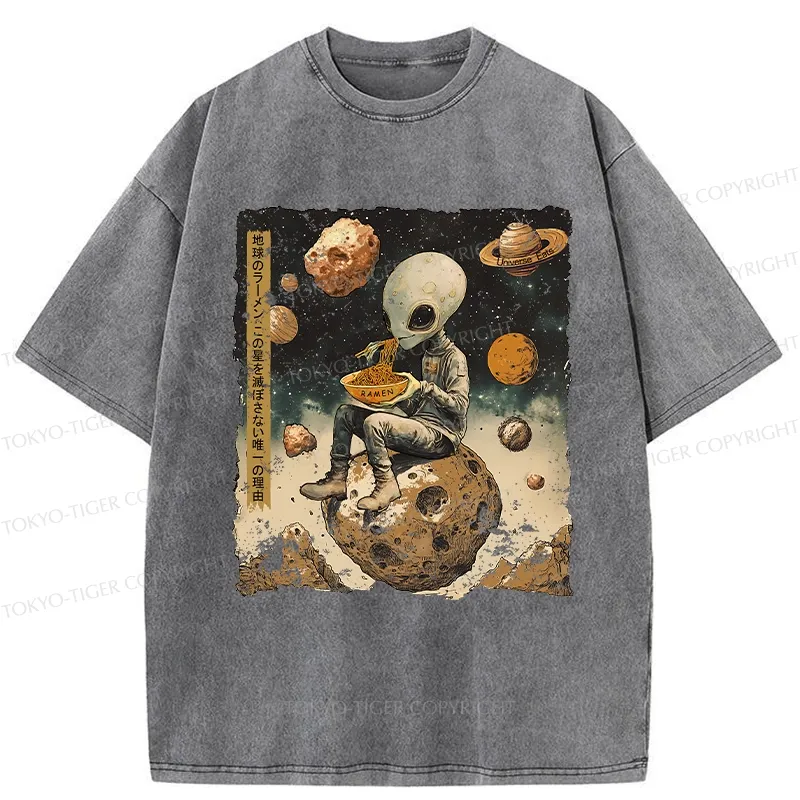 Tokyo-Tiger Ramen Delivery To An Alien Planet Washed T-Shirt
