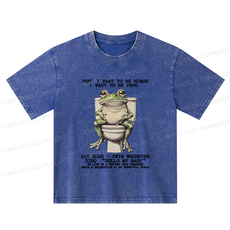 Tokyo-Tiger I Just Want To Be A Frog Kids Washed T-Shirt