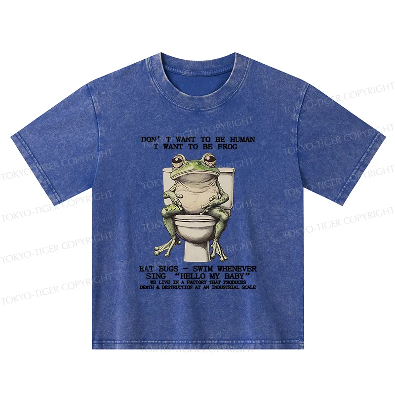 Tokyo-Tiger I Just Want To Be A Frog Kids Washed T-Shirt