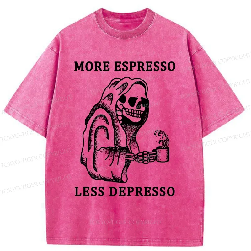 Tokyo-Tiger Funny Skull And Coffee Washed T-Shirt