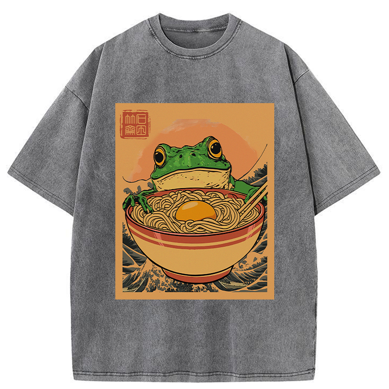 Tokyo-Tiger Ramen Lover Frog Washed T-Shirt