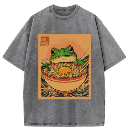Tokyo-Tiger Ramen Lover Frog Washed T-Shirt