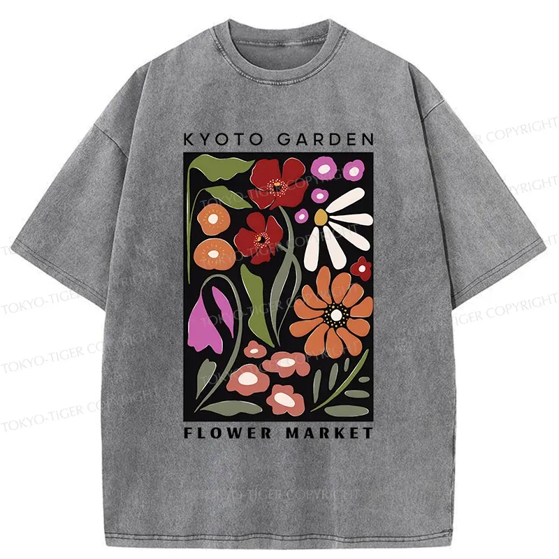 Tokyo-Tiger Vintage Flower Market Washed T-Shirt