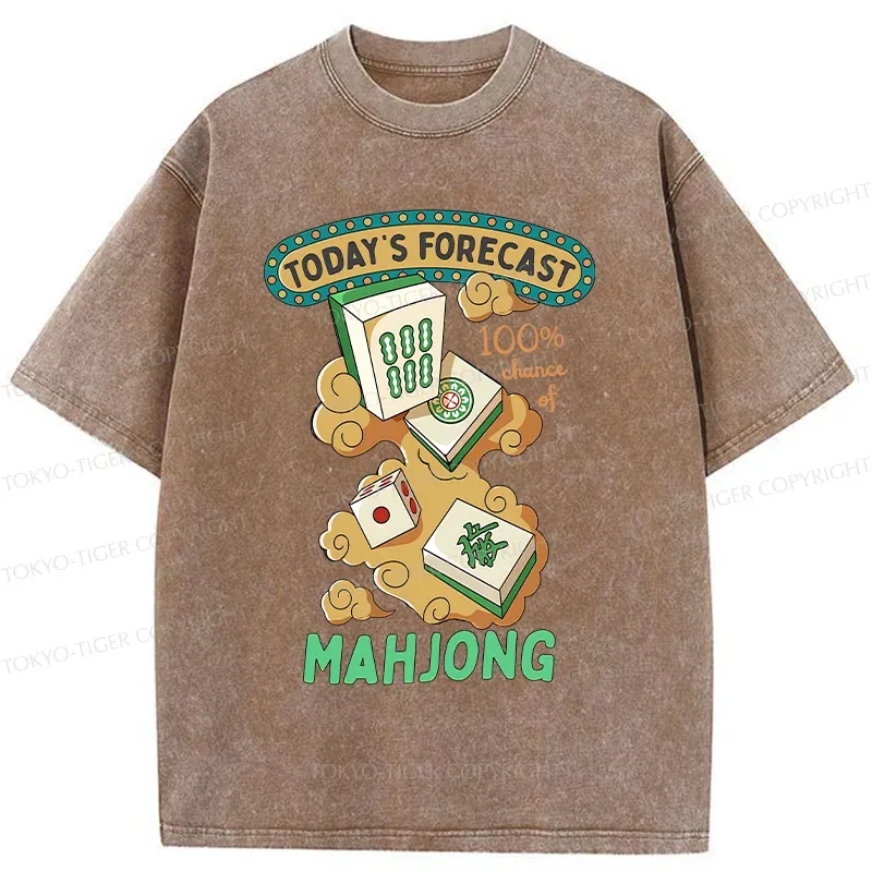 Tokyo-Tiger Fun Mahjong Washed T-Shirt