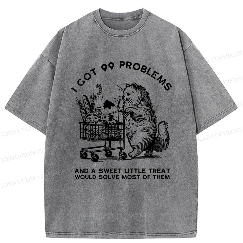 Tokyo-Tiger Cat In Need Of A Snack Washed T-Shirt