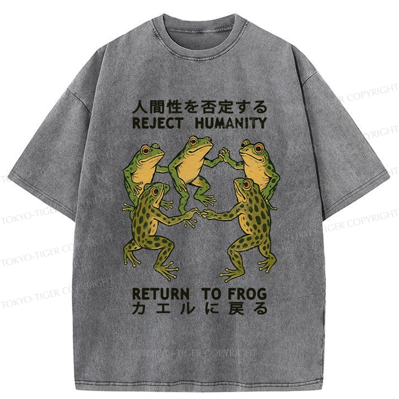 Tokyo-Tiger Back To Frog Funny Washed T-Shirt