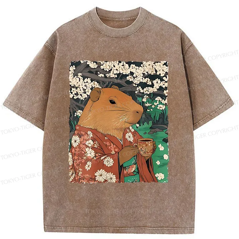 Tokyo-Tiger Japanese Capybara Washed T-Shirt