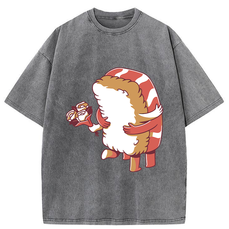 Tokyo-Tiger Sushi Of Love Washed T-Shirt