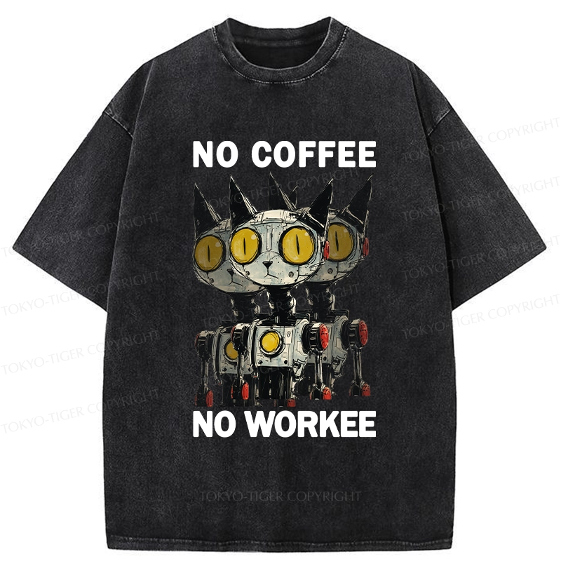 Tokyo-Tiger No Coffee No Workee Washed T-Shirt