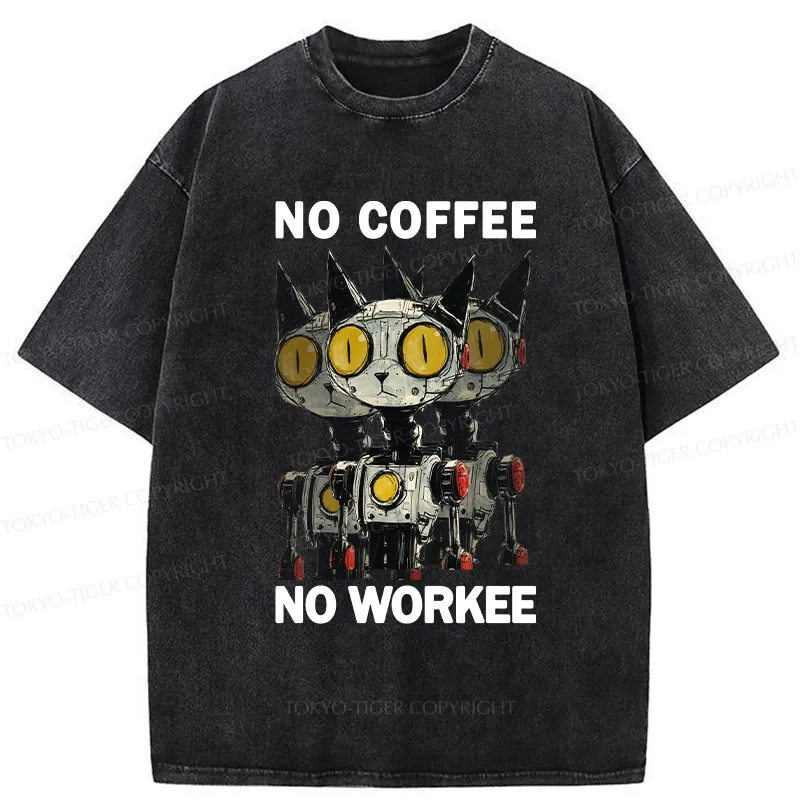 Tokyo-Tiger No Coffee No Workee Washed T-Shirt