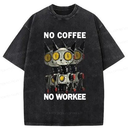 Tokyo-Tiger No Coffee No Workee Washed T-Shirt