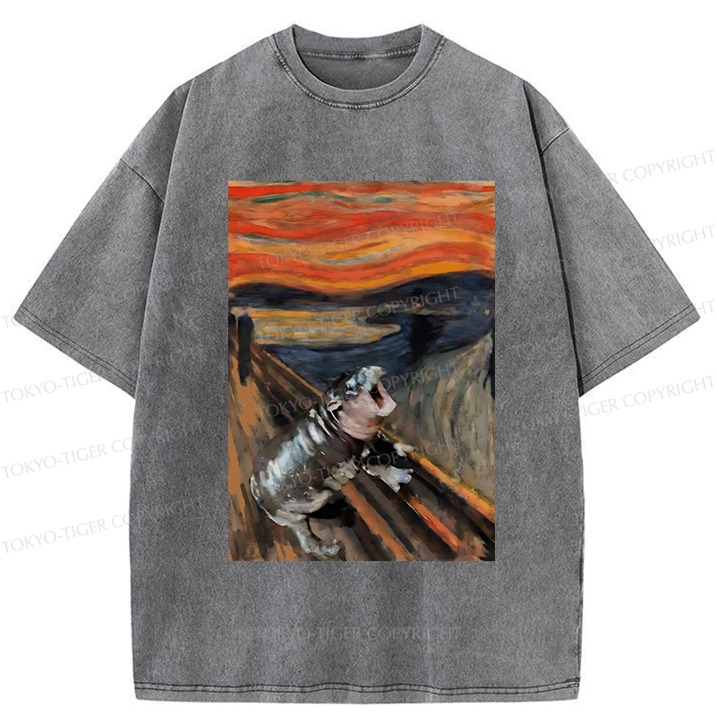 Tokyo-Tiger The Scream Moo Deng Washed T-Shirt