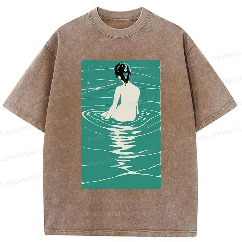 Tokyo-Tiger Woodcut Japanese Art Washed T-Shirt