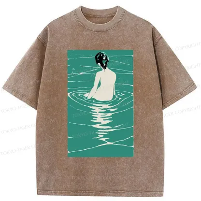 Tokyo-Tiger Woodcut Japanese Art Washed T-Shirt