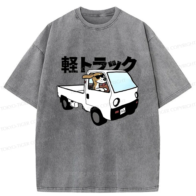 Tokyo-Tiger Beagle Driving A Car Washed T-Shirt