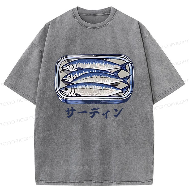 Tokyo-Tiger Sardines Can Vintage Washed T-Shirt