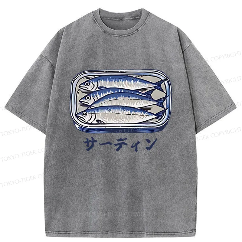 Tokyo-Tiger Sardines Can Vintage Washed T-Shirt