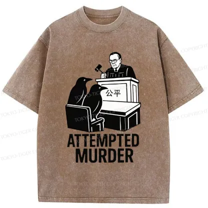 Tokyo-Tiger Attempted Murder Funny Washed T-Shirt