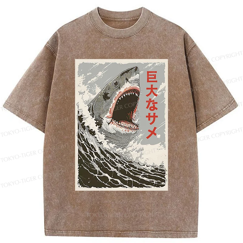 Tokyo-Tiger Huge Shark Washed T-Shirt
