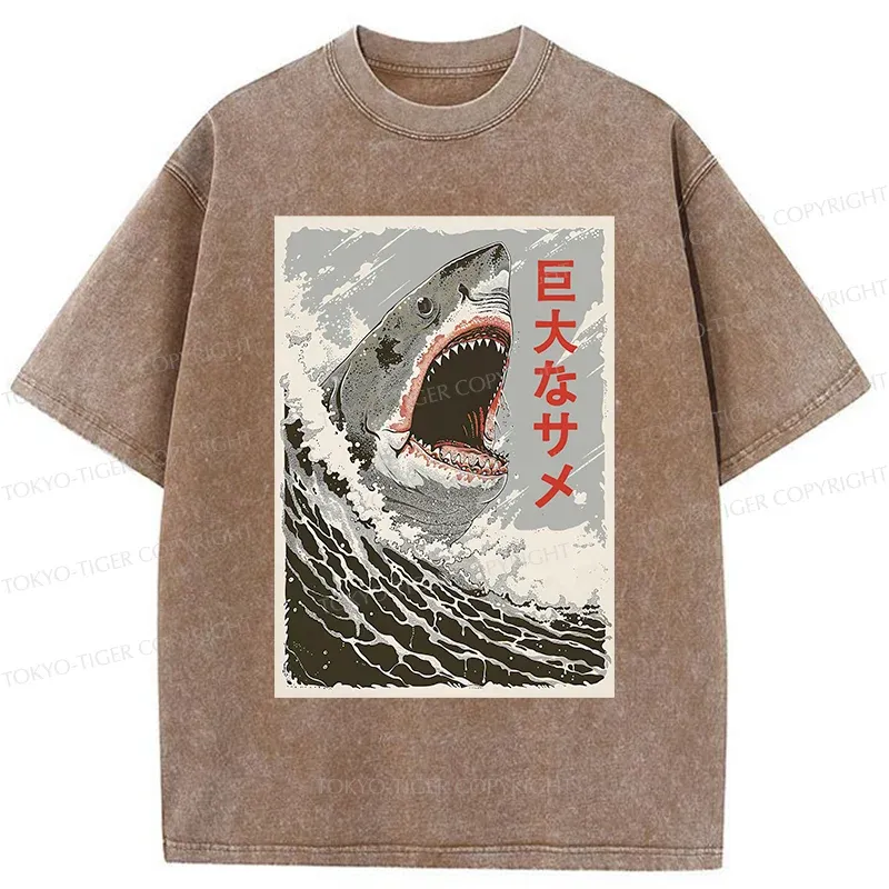 Tokyo-Tiger Huge Shark Washed T-Shirt