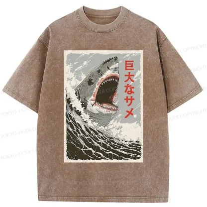 Tokyo-Tiger Huge Shark Washed T-Shirt