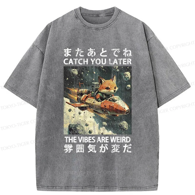 Tokyo-Tiger Fox Astronaut Washed T-Shirt