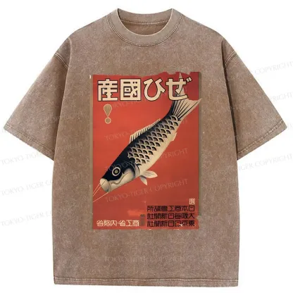 Tokyo-Tiger Japanese Carp Streamer Washed T-Shirt