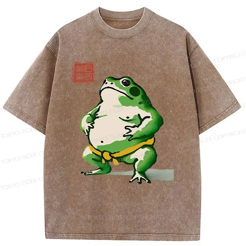 Tokyo-Tiger Frog Sumo Wrestler Washed T-Shirt