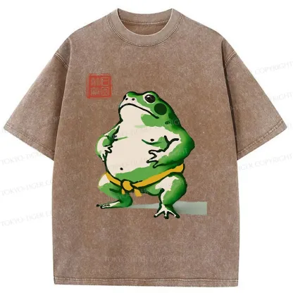 Tokyo-Tiger Frog Sumo Wrestler Washed T-Shirt