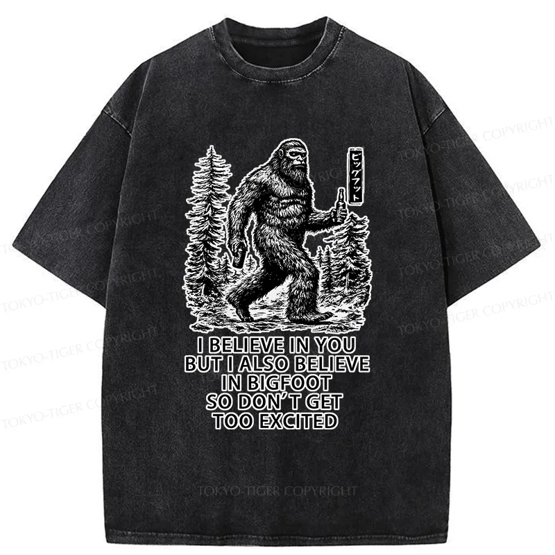 Tokyo-Tiger Bigfoot Walking In The Forest Washed T-Shirt