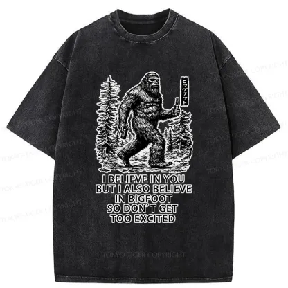 Tokyo-Tiger Bigfoot Walking In The Forest Washed T-Shirt