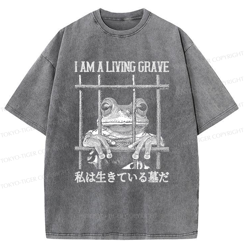 Tokyo-Tiger Funny Frog In Cage Washed T-Shirt