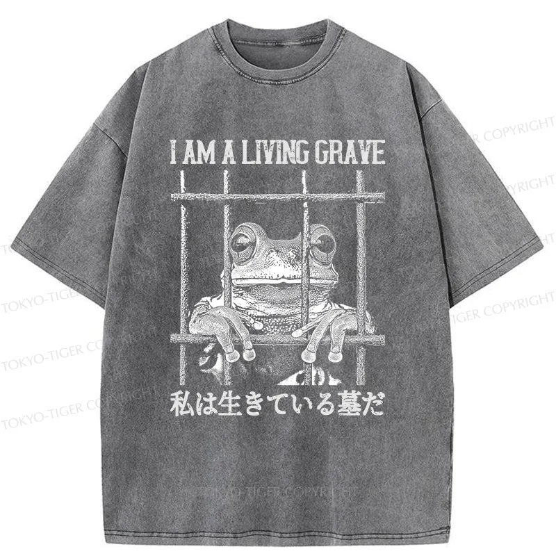 Tokyo-Tiger Funny Frog In Cage Washed T-Shirt